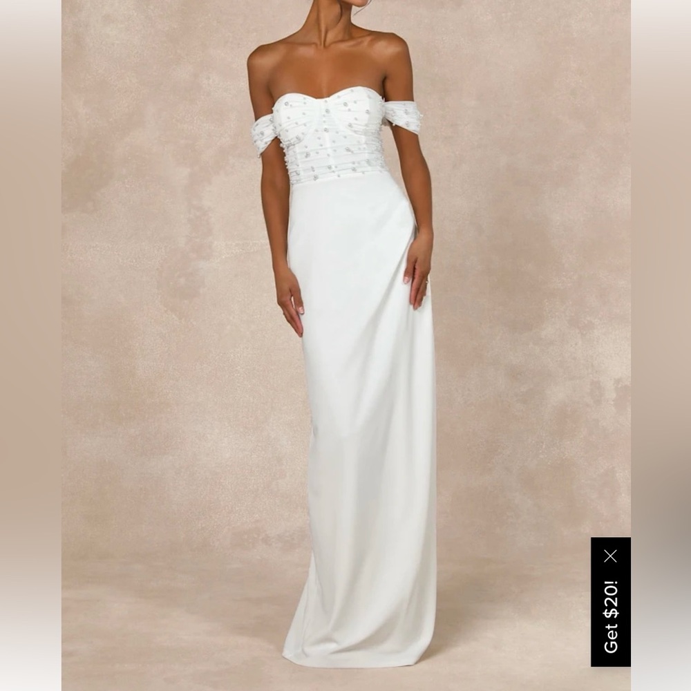 Lulu's Strapless White Evening Dress